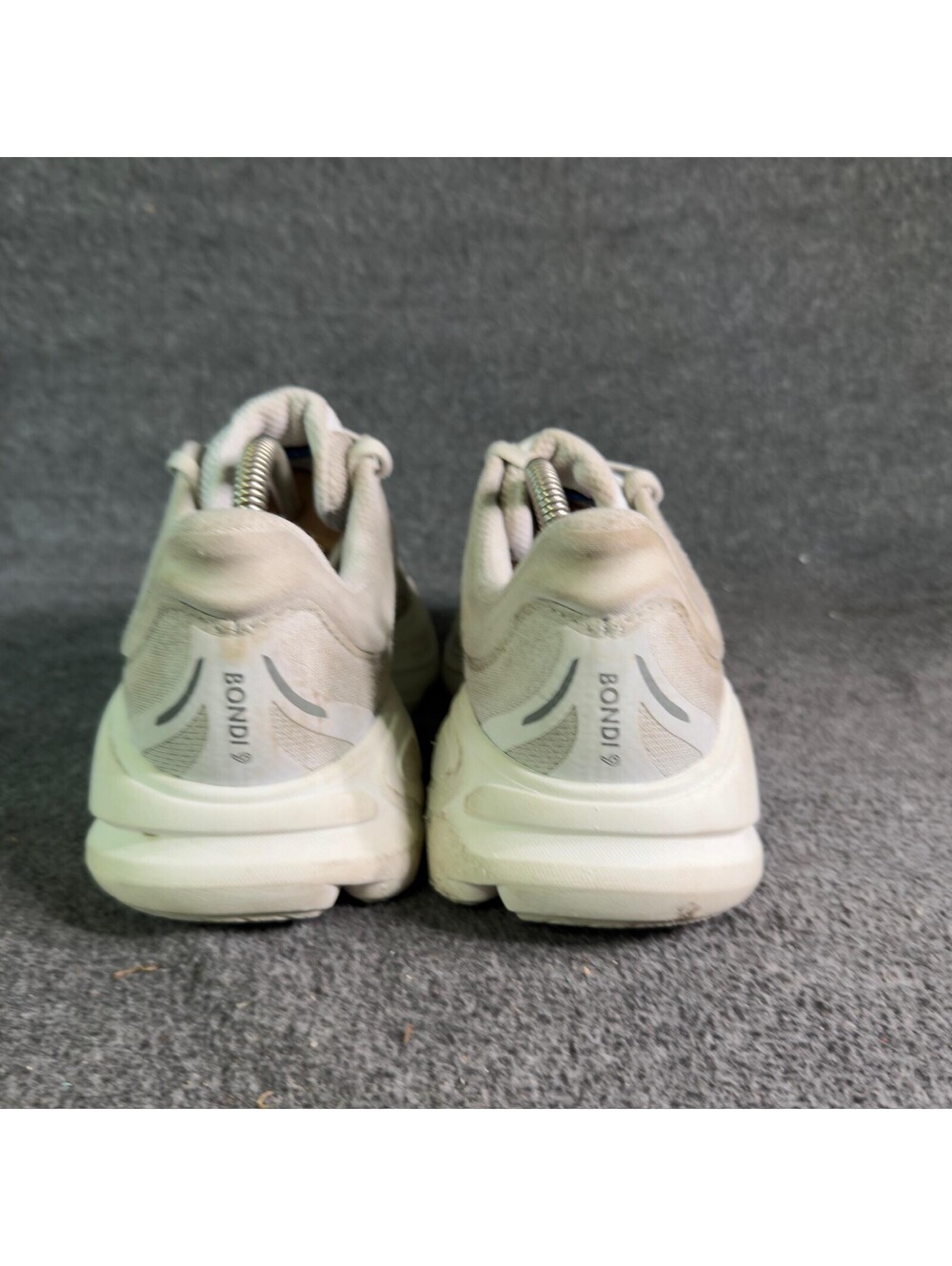 Hoka One One Bondi 8 Wide Shoes Womens Size 8.5 Beige Mesh Running Sneakers - Picture 5 of 9